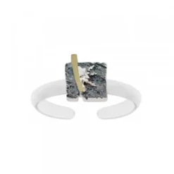 Anillo Cuadrado Flysch Plata y Lámina de Oro