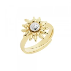 Anillo Eguzkilore de Plata Dorada Bicolor