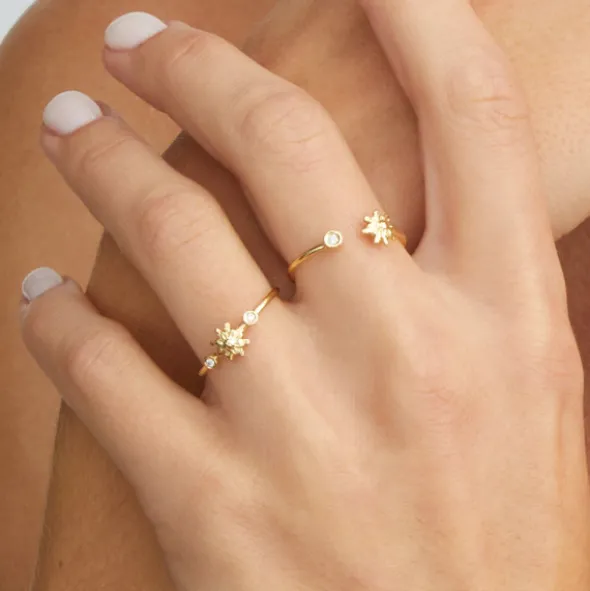 Anillo Eguzkilore Oro y Diamante Apertura