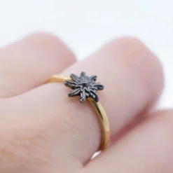 Anillo Ghor Plata Dorada y Eguzkilore Rutenio