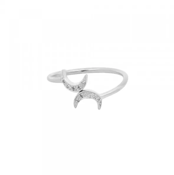 Anillo Luna de Plata y Circonitas Talla 8