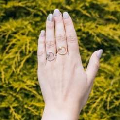 Anillo Luna Llena Plata Dorada para Mujer