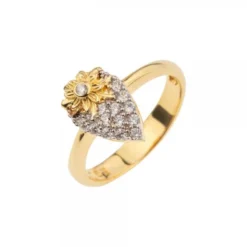 Anillo Tanta Plata Dorada y Circonitas