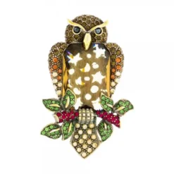 Broche Búho Plata con Cristales