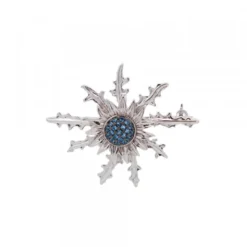 Broche Eguzkilore Plata con Circonitas Azules 38mm