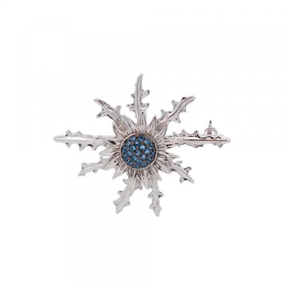 Broche Eguzkilore Plata con Circonitas Azules 38mm