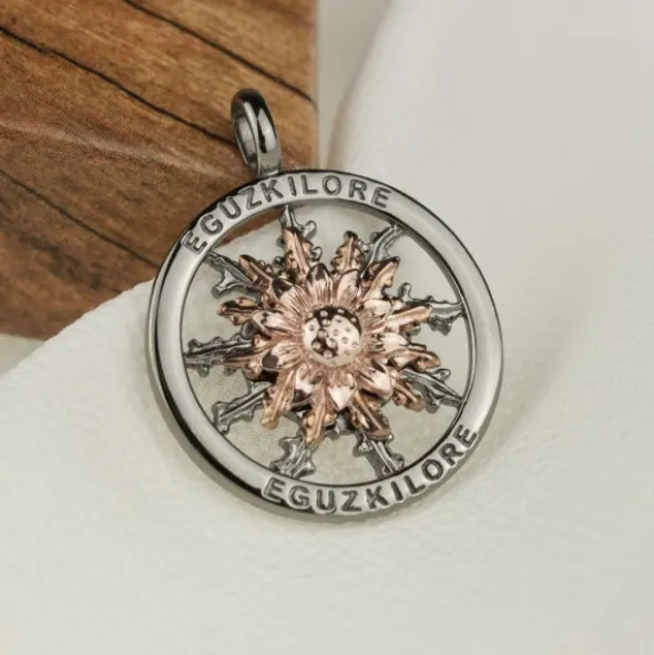 Cerco Eguzkilore Plata Negra y Rosa Personalizable