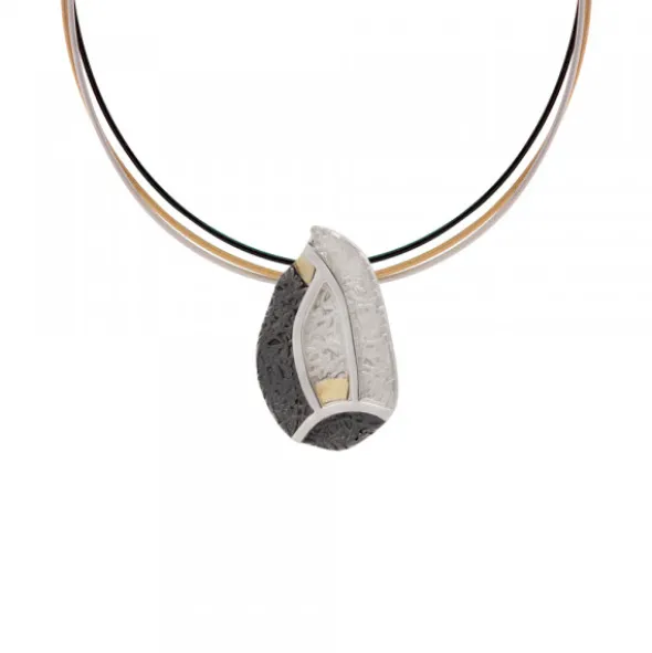 Colgante Almendra Vitoria Plata y Lámina de Oro