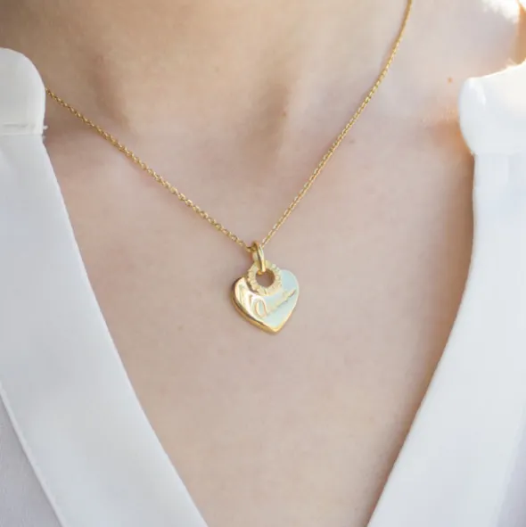 Colgante Ama Corazón Plata Dorada Personalizable