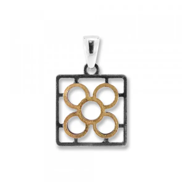 Colgante Baldosa Silueta de Plata con Lámina de Oro
