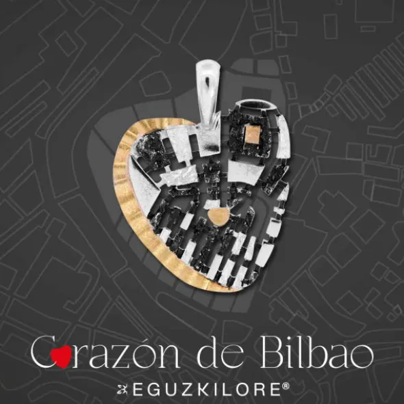 Colgante Corazón de Bilbao de Plata y Oro
