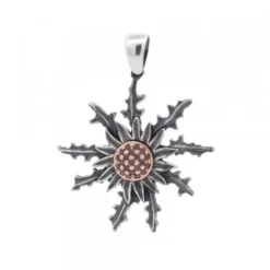 Colgante Eguzkilore 37mm Plata Envejecida y Circonitas Marrones
