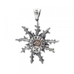 Colgante Eguzkilore 37mm Plata Envejecida y Circonitas Marrones