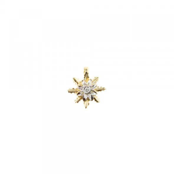 Colgante Eguzkilore Oro Bicolor y Brillante 9,5mm