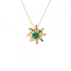 Colgante Eguzkilore Oro con Esmeralda