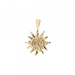 Colgante Eguzkilore Oro y Circonitas Verdes 14mm