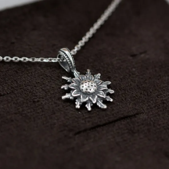 Colgante Eguzkilore Plata Envejecida 14mm