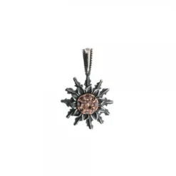 Colgante Eguzkilore Plata Envejecida y Circonitas Marrones 14mm