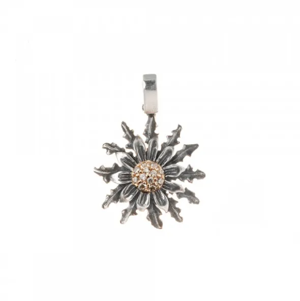 Colgante Eguzkilore Plata Negra y Circonitas Rosa 21mm