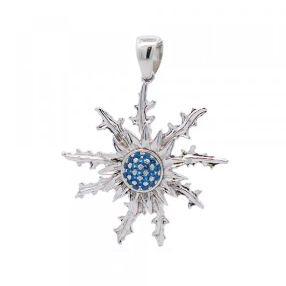 Colgante Eguzkilore Plata y Circonitas Azules 37mm