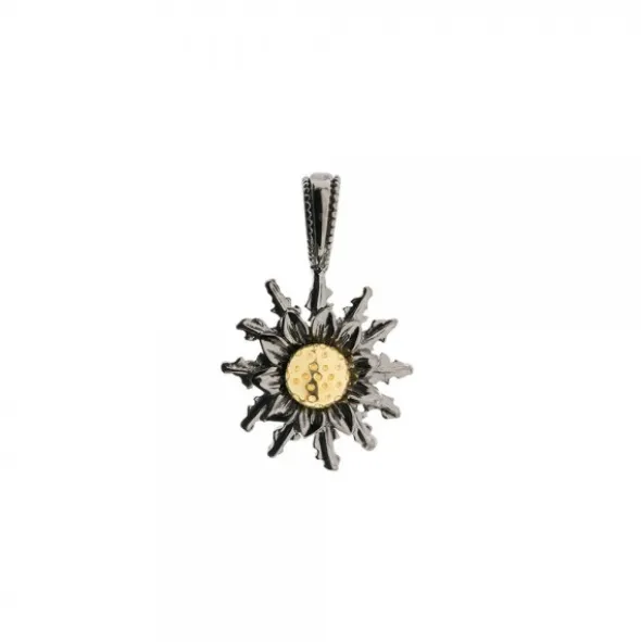 Colgante Eguzkilore Rutenio y Dorado 14mm
