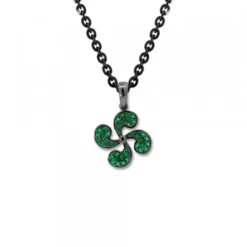 Colgante Lauburu Plata Negra y Circonitas Verdes