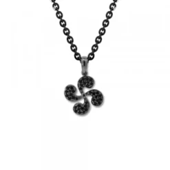 Colgante Lauburu Plata Negra y Circonitas Negras