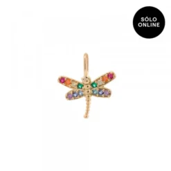 Colgante Libélula Oro y Circonitas Multicolor