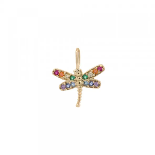 Colgante Libélula Oro y Circonitas Multicolor