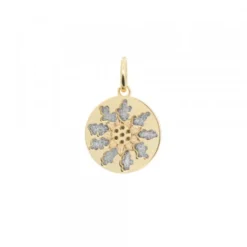 Colgante Medalla Eguzkilore Plata Dorada 13mm