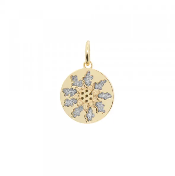 Colgante Medalla Eguzkilore Plata Dorada 13mm
