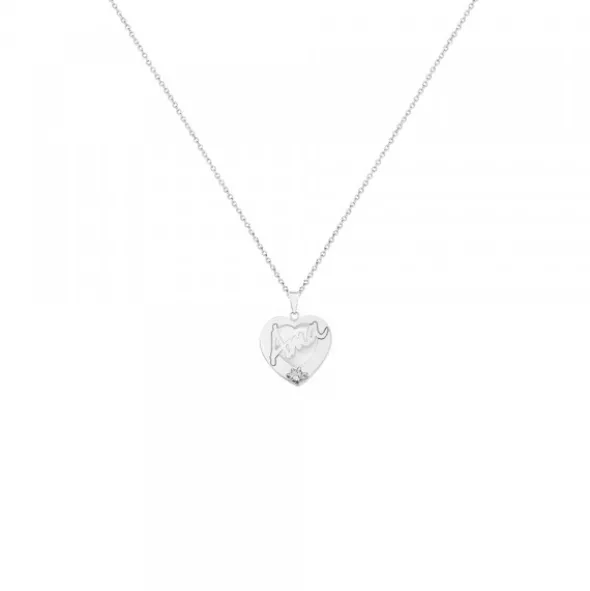 Colgante Mini Ama Corazón Plata y Nácar