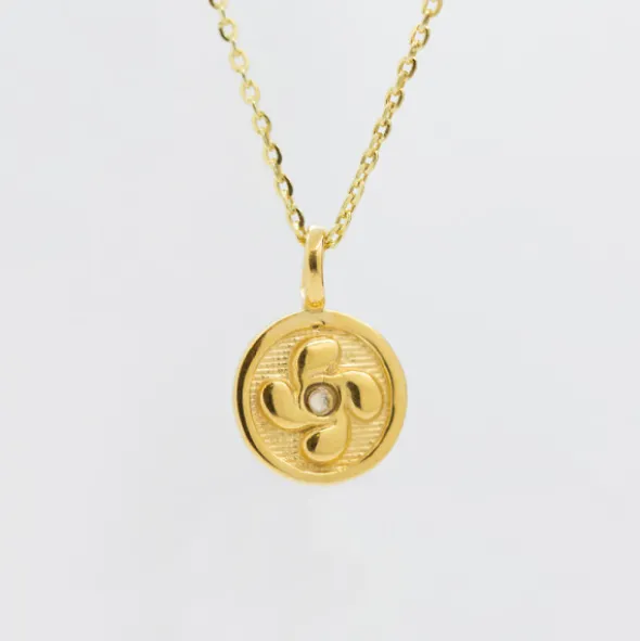 Colgante Mini Lauburu Dorado y Circonita 11mm