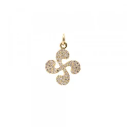 Colgante Mini Lauburu Oro y Brillantes 10mm