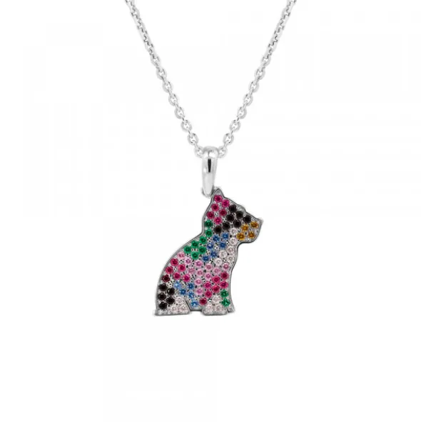Colgante Puppy Plata y Circonitas Multicolor
