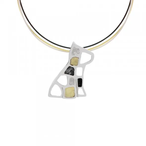 Colgante Puppy Plata y Lámina de Oro y Cable Tricolor
