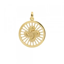 Colgante Radial Lauburu Plata Dorada 22mm Personalizable
