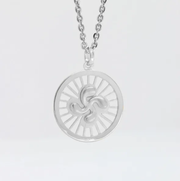 Colgante Radial Lauburu Plata Mate 22mm