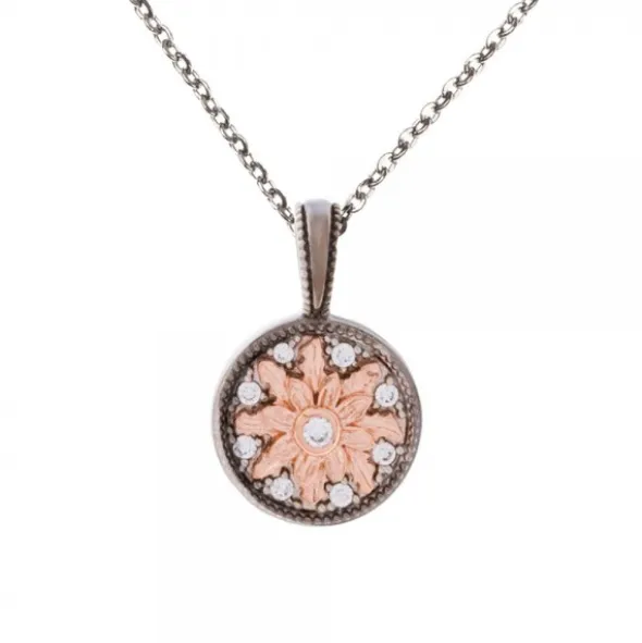 Colgante R2 Rutenio Eguzkilore Rosa y Circonitas