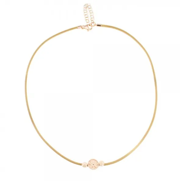 Gargantilla Anuk Cuero Beige con Plata Rosa