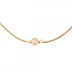 Gargantilla Anuk Cuero Beige con Plata Rosa