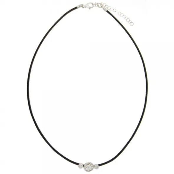 Gargantilla Anuk Cuero Negro y Plata