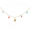 Gargantilla Eguzkilore Plata Dorada con Cristales Multicolor