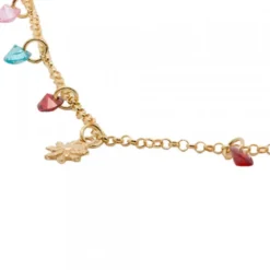 Gargantilla Eguzkilore Plata Dorada con Cristales Multicolor