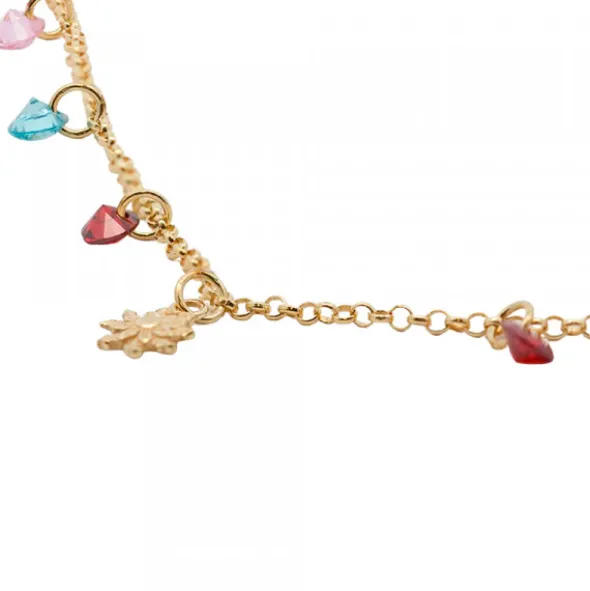 Gargantilla Eguzkilore Plata Dorada con Cristales Multicolor