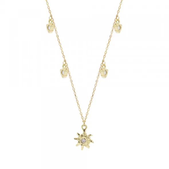 Gargantilla Oro Motivos Eguzkilore con Brillantes