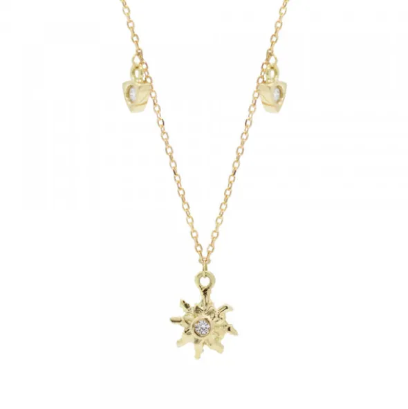 Gargantilla Oro Motivos Eguzkilore con Brillantes