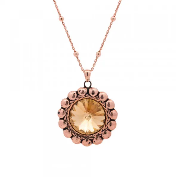 Gargantilla Plata Rosa y Cristal Champagne