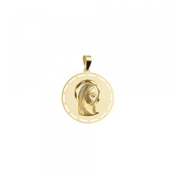 Medalla Calada Virgen Niña Oro 15mm Personalizable