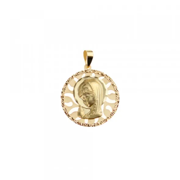 Medalla Calada Virgen Niña Oro 18mm Personalizable